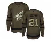 Men Adidas Phoenix Coyotes #21 Derek Stepan Green Salute to Service Stitched NHL Jersey