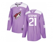 Men Adidas Phoenix Coyotes #21 Derek Stepan Purple Authentic Fights Cancer Stitched NHL Jerse