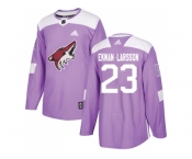 Men Adidas Phoenix Coyotes #23 Oliver Ekman-Larsson Purple Authentic Fights Cancer Stitched NHL Jersey