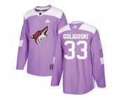 Men Adidas Phoenix Coyotes #33 Alex Goligoski Purple Authentic Fights Cancer Stitched NHL Jersey