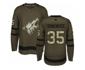 Men Adidas Phoenix Coyotes #35 Louis Domingue Green Salute to Service Stitched NHL Jersey