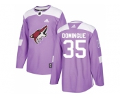 Men Adidas Phoenix Coyotes #35 Louis Domingue Purple Authentic Fights Cancer Stitched NHL Jersey