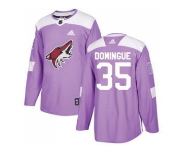 Men Adidas Phoenix Coyotes #35 Louis Domingue Purple Authentic Fights Cancer Stitched NHL Jersey