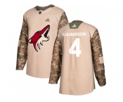 Men Adidas Phoenix Coyotes #4 Niklas Hjalmarsson Camo Authentic 2017 Veterans Day Stitched NHL Jersey