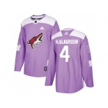 Men Adidas Phoenix Coyotes #4 Niklas Hjalmarsson Purple Authentic Fights Cancer Stitched NHL Jersey