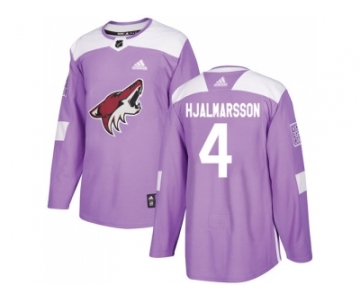 Men Adidas Phoenix Coyotes #4 Niklas Hjalmarsson Purple Authentic Fights Cancer Stitched NHL Jersey