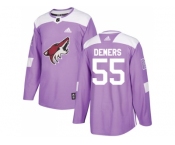 Men Adidas Phoenix Coyotes #55 Jason Demers Purple Authentic Fights Cancer Stitched NHL Jerse