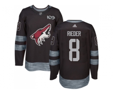 Men Adidas Phoenix Coyotes #8 Tobias Rieder Black 1917-2017 100th Anniversary Stitched NHL Jersey