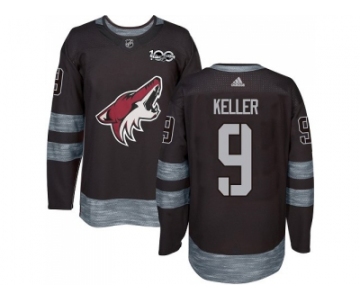 Men Adidas Phoenix Coyotes #9 Clayton Keller Black 1917-2017 100th Anniversary Stitched NHL Jersey