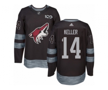 Men's Adidas Arizona Coyotes #14 Clayton Keller Authentic Black 1917-2017 100th Anniversary NHL Jersey