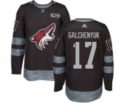 Men's Arizona Coyotes #17 Alex Galchenyuk Black 1917-2017 100th Anniversary Stitched Hockey Jersey