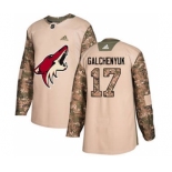 Men's Arizona Coyotes #17 Alex Galchenyuk Camo 2017 Veterans Day Stitched Hockey Jersey