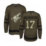 Men's Arizona Coyotes #17 Alex Galchenyuk Green Salute to Service Stitched Hockey Jersey