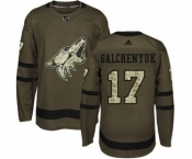 Men's Arizona Coyotes #17 Alex Galchenyuk Green Salute to Service Stitched Hockey Jersey