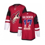 Men's Arizona Coyotes #17 Alex Galchenyuk Maroon Home USA Flag Stitched Hockey Jersey