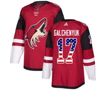 Men's Arizona Coyotes #17 Alex Galchenyuk Maroon Home USA Flag Stitched Hockey Jersey