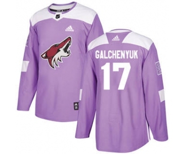 Men's Arizona Coyotes #17 Alex Galchenyuk Purple Fights Cancer Stitched Hockey Jersey