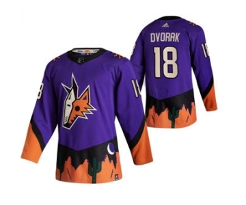 Men's Arizona Coyotes #18 Christian Dvorak Purple 2020-21 Reverse Retro Alternate Hockey Jersey