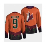 Men's Arizona Coyotes #9 Clayton Keller Orange 2022-23 Reverse Retro Stitched Jersey