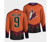 Men's Arizona Coyotes #9 Clayton Keller Orange 2022-23 Reverse Retro Stitched Jersey