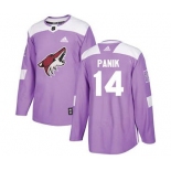 Men's Coyotes #14 Richard Panik Purple Fights Cancer Stitched Hockey Jersey