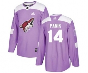 Men's Coyotes #14 Richard Panik Purple Fights Cancer Stitched Hockey Jersey