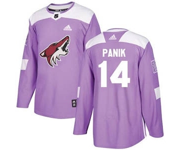 Men's Coyotes #14 Richard Panik Purple Fights Cancer Stitched Hockey Jersey