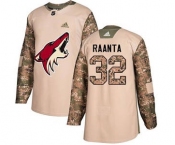 Men's Coyotes #32 Antti Raanta Camo 2017 Veterans Day Stitched Hockey Jersey