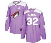 Men's Coyotes #32 Antti Raanta Purple Fights Cancer Stitched Hockey Jersey