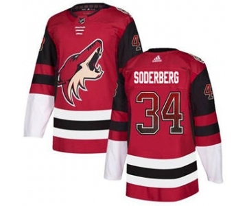 Men's Coyotes #34 Carl Soderberg Maroon Home Authentic Drift Fashion Stitched Hockey Jersey