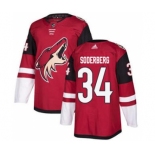 Men's Coyotes #34 Carl Soderberg Maroon Home Authentic Stitched Hockey Jersey