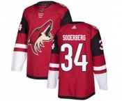 Men's Coyotes #34 Carl Soderberg Maroon Home Authentic Stitched Hockey Jersey