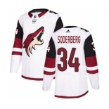 Men's Coyotes #34 Carl Soderberg White Road Authentic Stitched Hockey Jersey