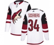 Men's Coyotes #34 Carl Soderberg White Road Authentic Stitched Hockey Jersey