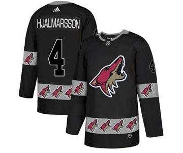 Men's Coyotes #4 Niklas Hjalmarsson Black Team Logo Fashion Stitched Hockey Jersey