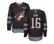 Men's Phoenix Coyotes #16 Max Domi Black 1917-2017 100th Anniversary Stitched NHL Jersey