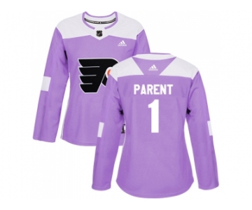 Women Adidas Philadelphia Flyers #1 Bernie Parent Purple Authentic Fights Cancer Stitched NHL Jersey