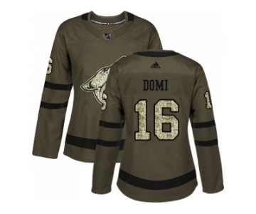 Women Adidas Phoenix Coyotes #16 Max Domi Green Salute to Service Stitched NHL Jersey