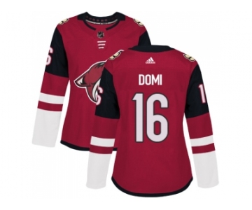 Women Adidas Phoenix Coyotes #16 Max Domi Maroon Home Authentic Stitched NHL Jersey