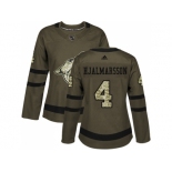 Women Adidas Phoenix Coyotes #4 Niklas Hjalmarsson Green Salute to Service Stitched NHL Jersey