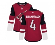 Women Adidas Phoenix Coyotes #4 Niklas Hjalmarsson Maroon Home Authentic Stitched NHL Jersey