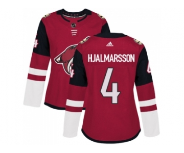 Women Adidas Phoenix Coyotes #4 Niklas Hjalmarsson Maroon Home Authentic Stitched NHL Jersey