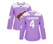 Women Adidas Phoenix Coyotes #4 Niklas Hjalmarsson Purple Authentic Fights Cancer Stitched NHL Jersey