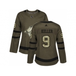 Women Adidas Phoenix Coyotes #9 Clayton Keller Green Salute to Service Stitched NHL Jersey