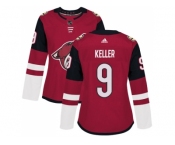 Women Adidas Phoenix Coyotes #9 Clayton Keller Maroon Home Authentic Stitched NHL Jersey