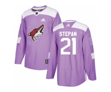 Youth Adidas Phoenix Coyotes #21 Derek Stepan Purple Authentic Fights Cancer Stitched NHL Jersey