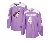 Youth Adidas Phoenix Coyotes #4 Niklas Hjalmarsson Purple Authentic Fights Cancer Stitched NHL Jersey