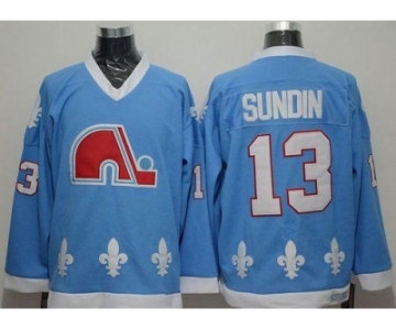 NHL Quebec Nordiques #13 Mats Sundin Light Blue CCM Throwback Stitched jerseys