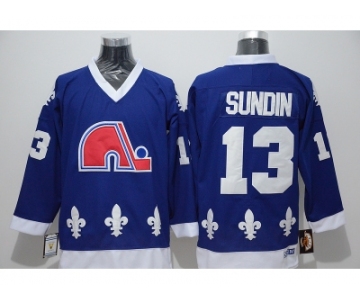 NHL quebec nordiques #13 sundin blue Throwback jerseys