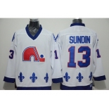 NHL quebec nordiques #13 sundin white Throwback jerseys